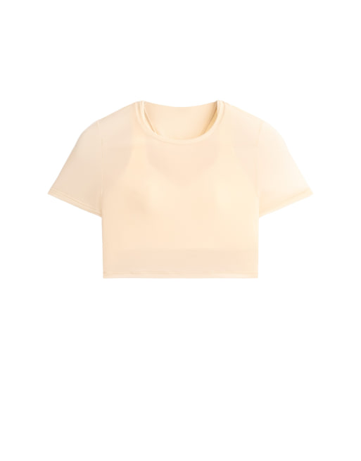 OYSHO Short-sleeved sheer tank top in vanilla, 7 of 7