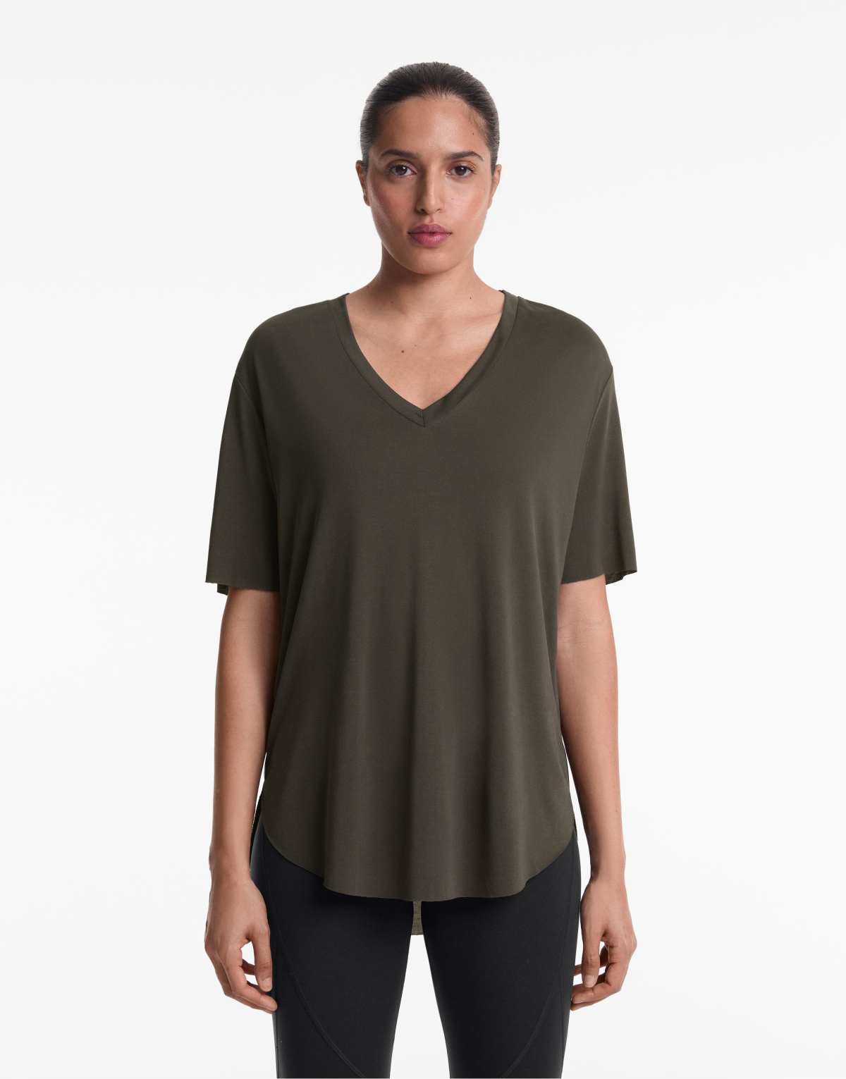 Oysho Short-sleeved t-shirt with modal in anthracite