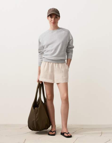 OYSHO - - Short taille mi-haute en pur lin - Sable chiné - view 1
