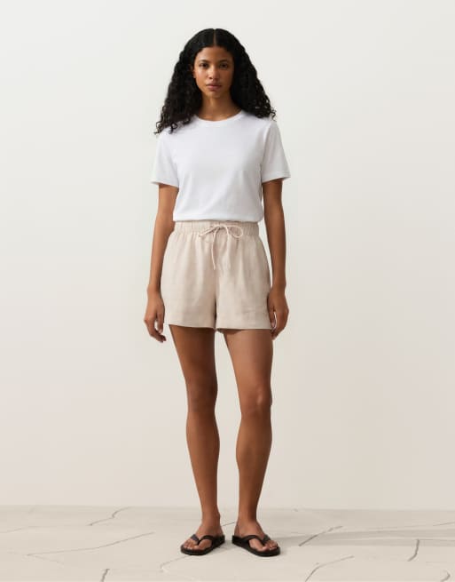 OYSHO - - Short taille mi-haute en pur lin - Sable chiné, 2 de 4