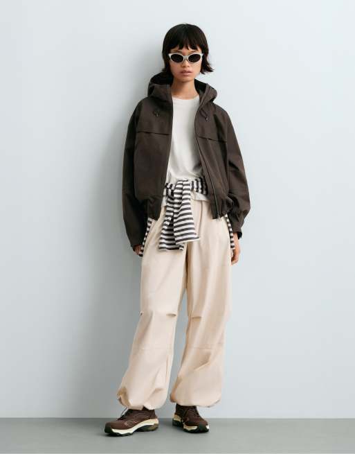 OYSHO Short technical 10k waterproof jacket in brown, 2 of 6