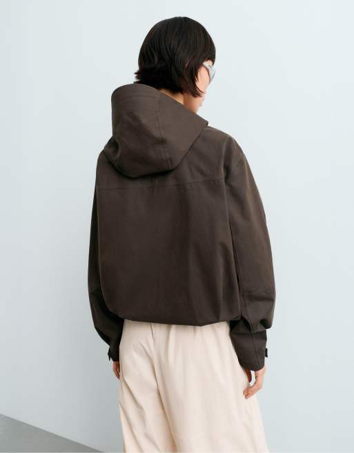 OYSHO Short technical 10k waterproof jacket in brown, 4 of 6