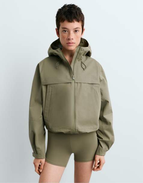 OYSHO Short technical 10k waterproof jacket in green - view 1
