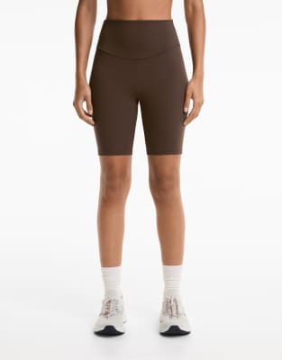Oysho - Shorts aus Comfortlux in Hellbraun mit hohem Bund, 20 cm