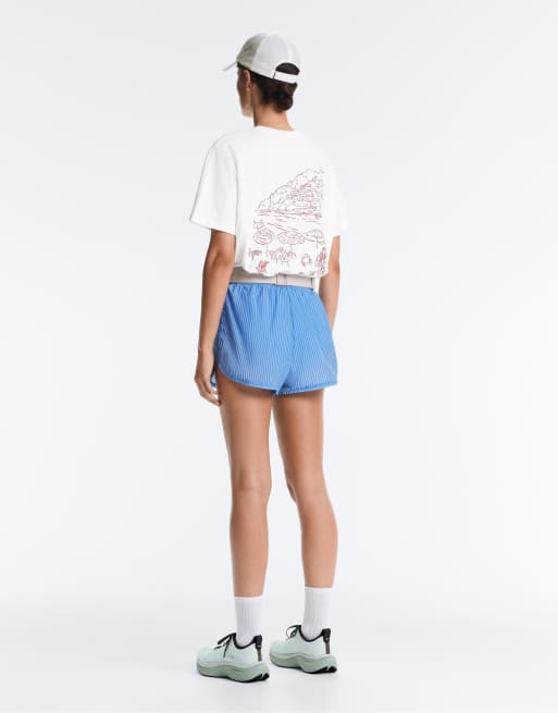 OYSHO – Shorts aus Funktionsmaterial in Blau mit Streifen, 3 von 4