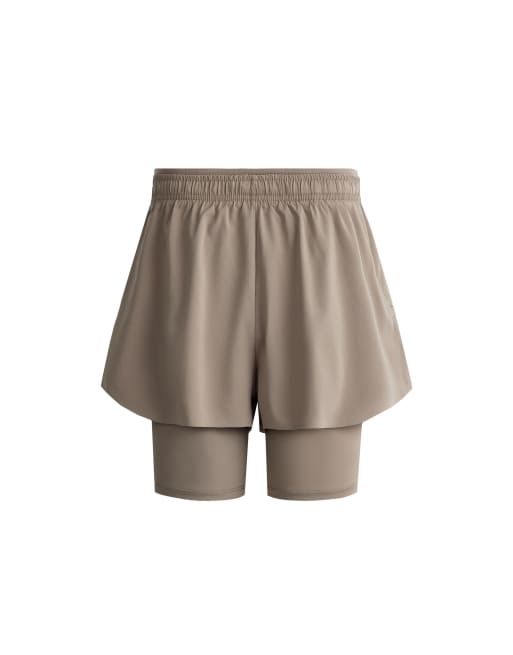 OYSHO shorts tecnici 2 in 1 a vita media marroni, 7 di 7