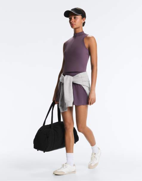 OYSHO Sleeveless half-zip t-shirt in purple