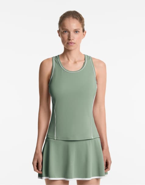OYSHO Sleeveless piping t-shirt in washed green - view 1
