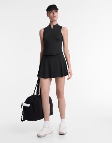 OYSHO Sleeveless zip t-shirt in black