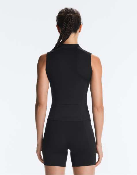 OYSHO Sleeveless zip t-shirt in black - view 1