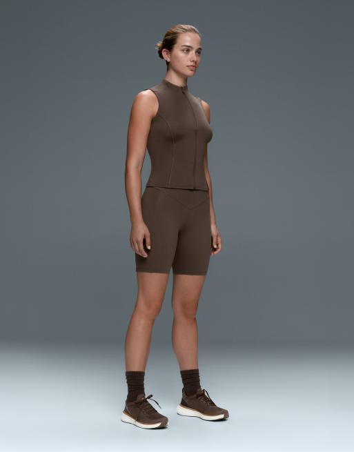 OYSHO Sleeveless zip t-shirt in brown, 2 of 6