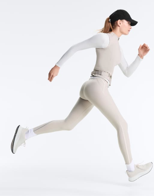 OYSHO Sleeveless zip t-shirt in taupe, 6 of 7