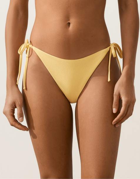 OYSHO - Slip bikini a coste a media copertura giallo tenue - view 1