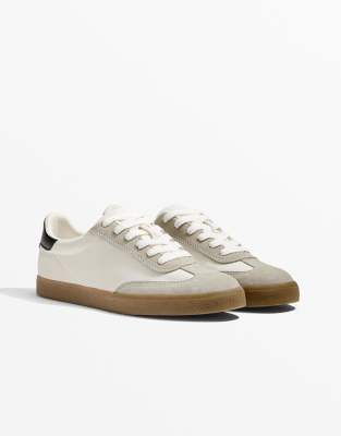 Oysho - Sneaker aus Nylon in Weiß mit Veloursleder-Details