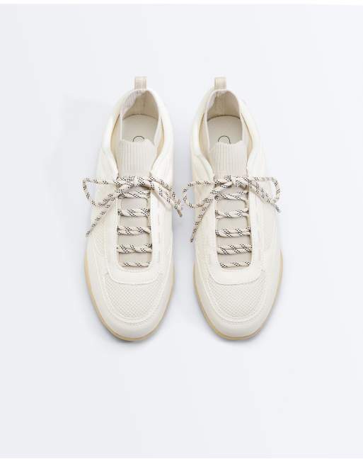 OYSHO – Sneaker im Socken-Stil in Ecru, 4 von 4