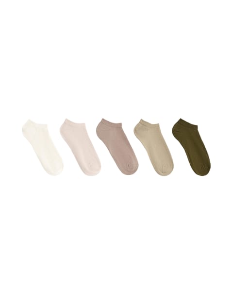 OYSHO – Sneaker-Socken aus Baumwollmix in Beige, 5er-Pack - view 1
