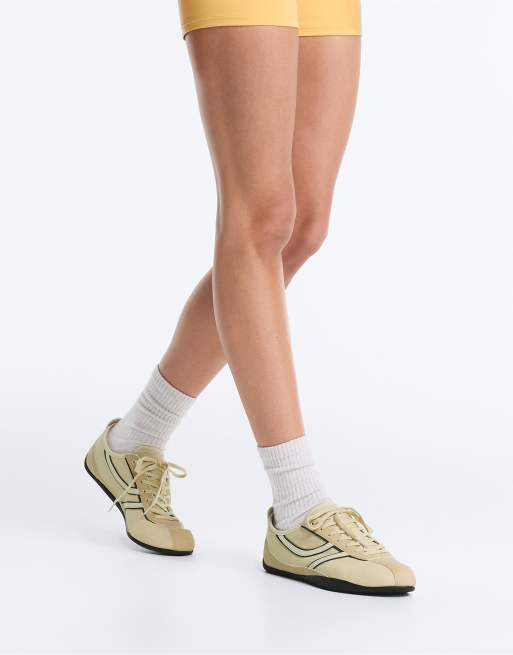 OYSHO - Sneakers sportive in morbido nylon color sabbia, 4 di 4