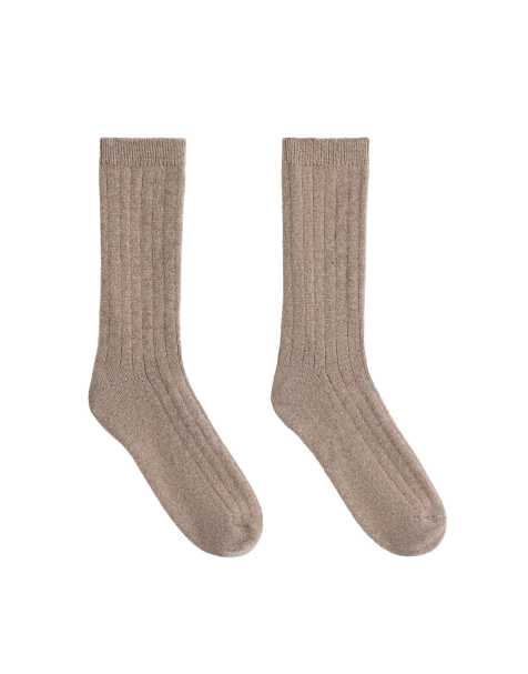 OYSHO Socken mit 75 % Kaschmir in Hellbraun - view 1