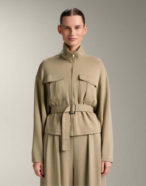 OYSHO Soft-touch belted jacket with modal in beige - view 1