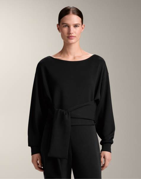 OYSHO Soft-touch knotted sweatshirt with modal in black