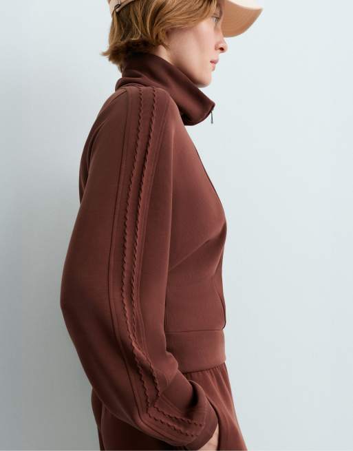 OYSHO Soft-touch modal bomber jacket in brown, 3 of 7