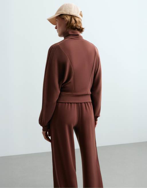 OYSHO Soft-touch modal bomber jacket in brown, 4 of 7