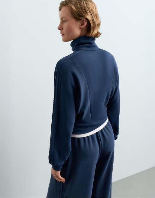 OYSHO Soft-touch modal bomber jacket in navy, 4 of 7