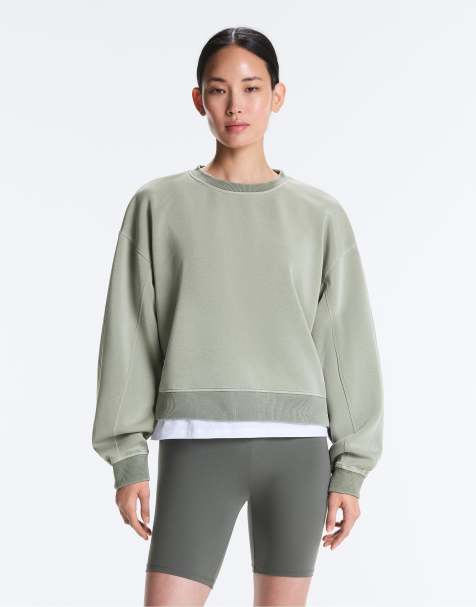 OYSHO Soft-touch round neck sweatshirt with modal in green - view 1