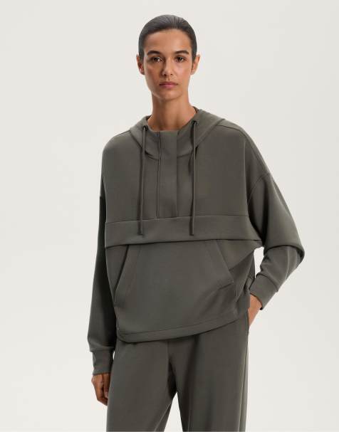 OYSHO Soft-touch sweatshirt with modal and zip in black