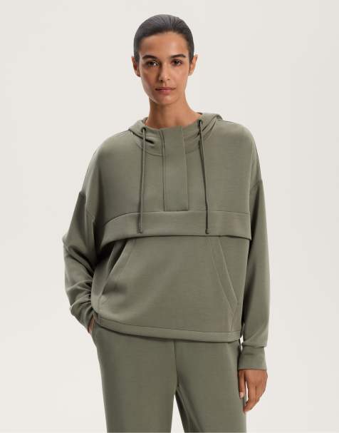 OYSHO Soft-touch sweatshirt with modal and zip in green