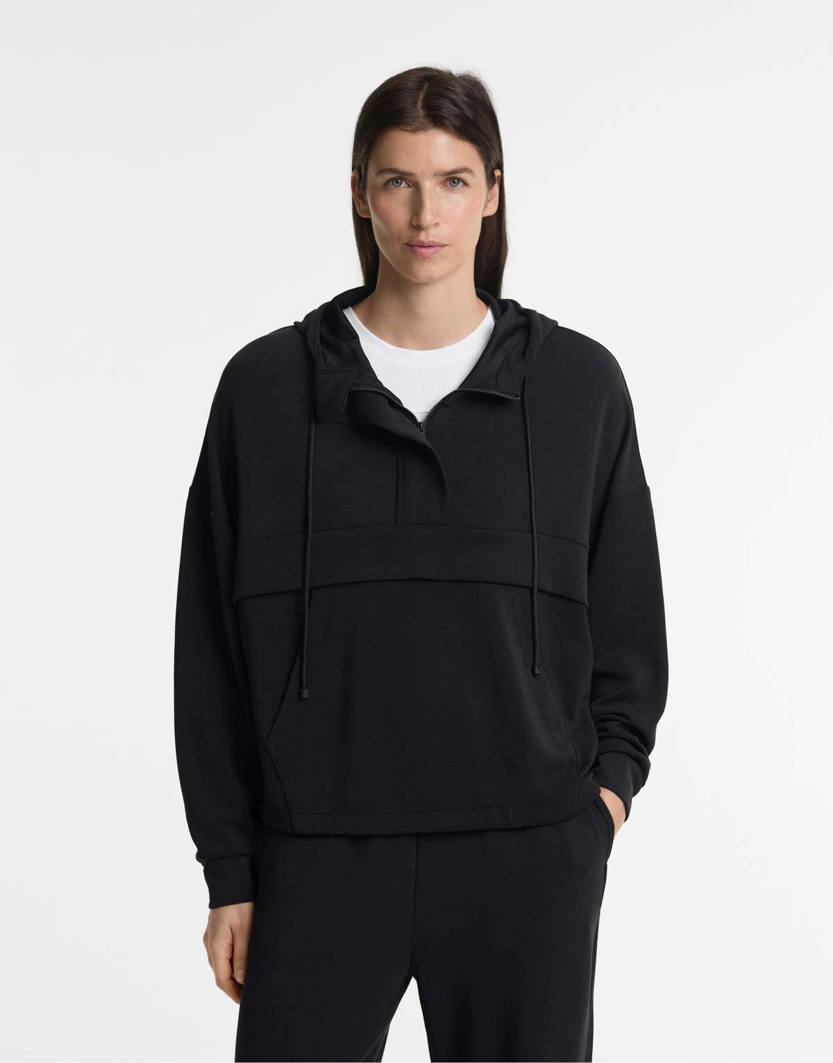 Oysho soft touchsweatshirt with modal and zip in black