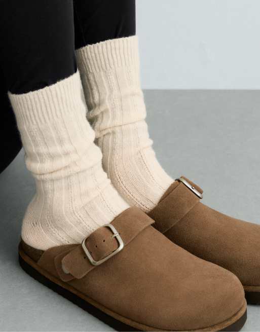 OYSHO sokker i cashmere og 25 % uld, klassiske, i råhvid, 2 af 4