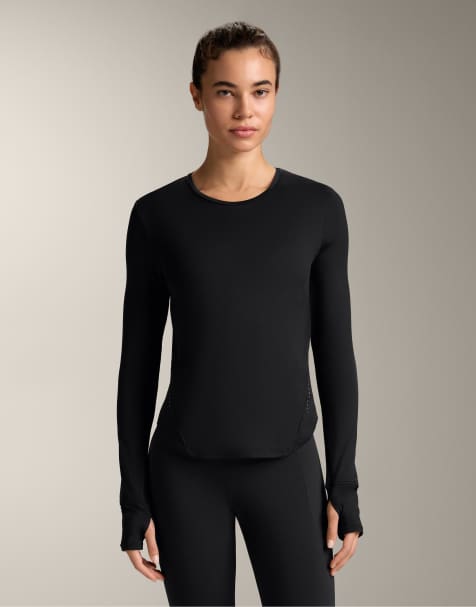 OYSHO - Sort langærmet T-shirt i tech-stof - view 1