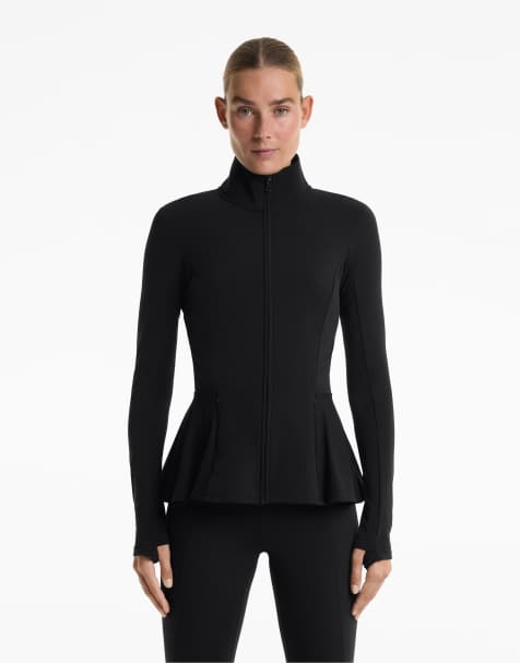 OYSHO - Sort let samt varm jakke i teknisk stil med peplum-kant - view 1