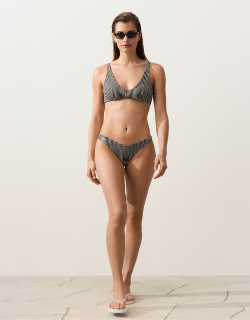 OYSHO - Sorte bikinitrusser med medium dækning og små tern, 2 af 4