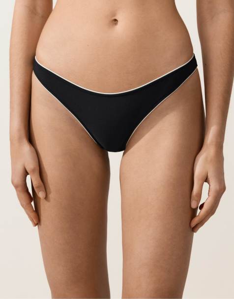 OYSHO - Sorte bikinitrusser med U-snit og medium dækning samt tittekanter - view 1