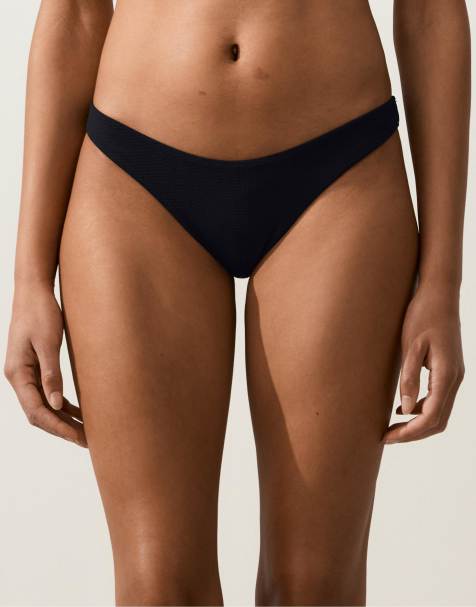 OYSHO - Sorte brasilianske bikinitrusser i piqué med U-snit - view 1