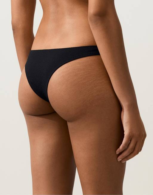 OYSHO - Sorte brasilianske bikinitrusser i piqué med U-snit, 3 af 7