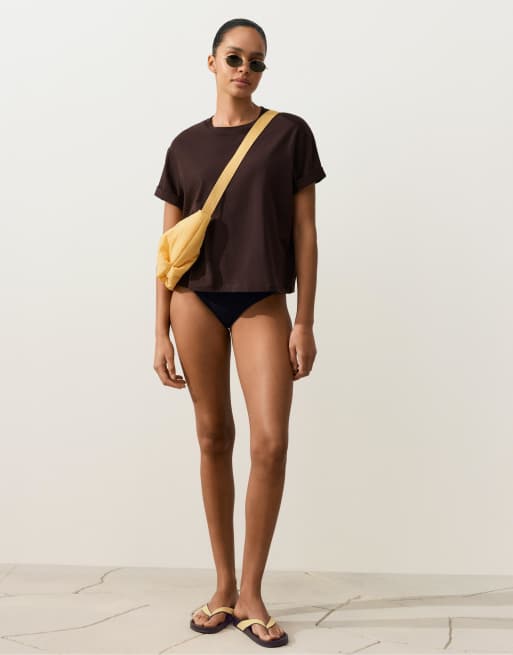 OYSHO - Sorte brasilianske bikinitrusser i piqué med U-snit, 6 af 7