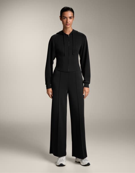 Oysho - Sorte bukser med lige ben og sømdetaljer i modalrigt stof - view 1