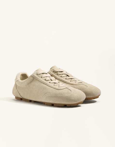 OYSHO – Split – Beige tofflor i mocka - view 1