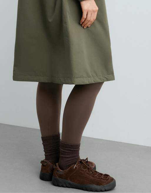OYSHO Split-leather trainers in brown, 2 of 7