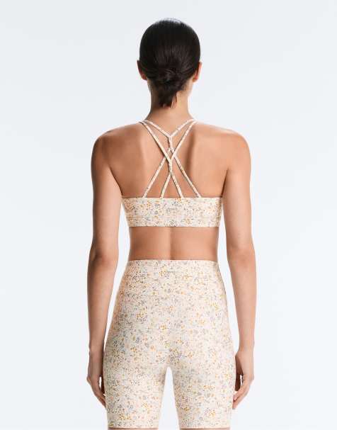 OYSHO Sport-BH mit mittlerem Halt und Blumenmuster in hellem Ecru - view 1