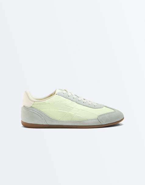 OYSHO - Sport - Grønne sneakers med slidser i læder og mesh-stof - view 1