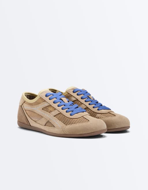 OYSHO – Sport-Sneaker aus Leder und Netzstoff in warmem Braun, 2 von 4