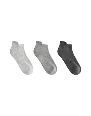 OYSHO - Sport-Sneaker-Socken aus Baumwollmix in meliertem Blassgrau, 3er-Pack
