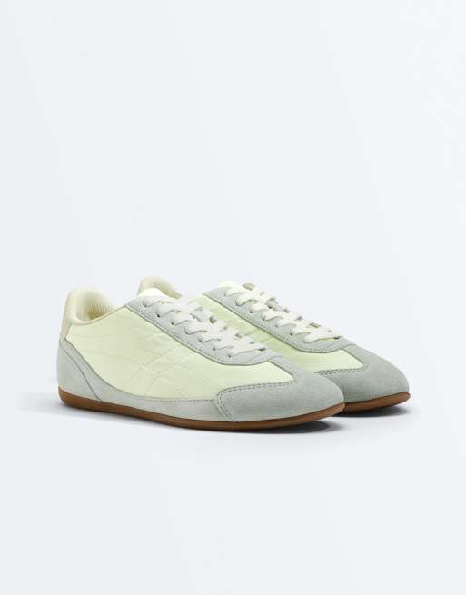 OYSHO - Sport - Sneakers verdi in pelle combinata e tessuto a rete, 3 di 7