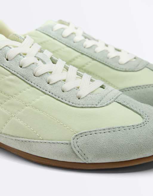 OYSHO - Sport - Sneakers verdi in pelle combinata e tessuto a rete, 4 di 7