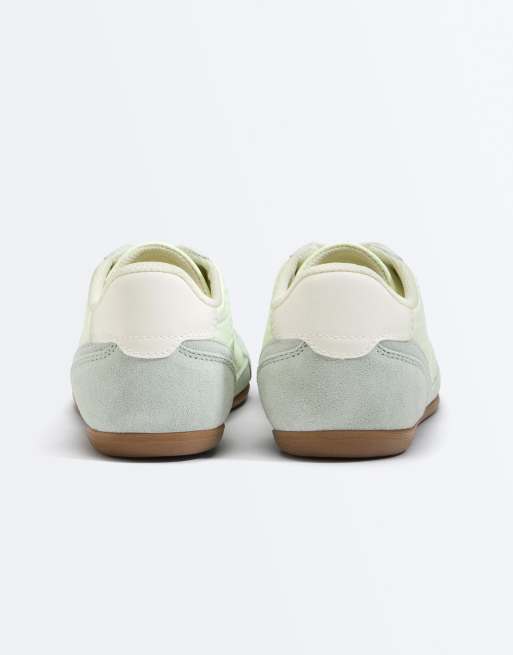 OYSHO - Sport - Sneakers verdi in pelle combinata e tessuto a rete, 5 di 7
