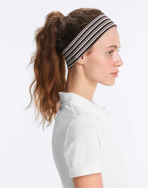 OYSHO – Sport-Stirnband in Braun gestreift, 6 cm Breite - view 1